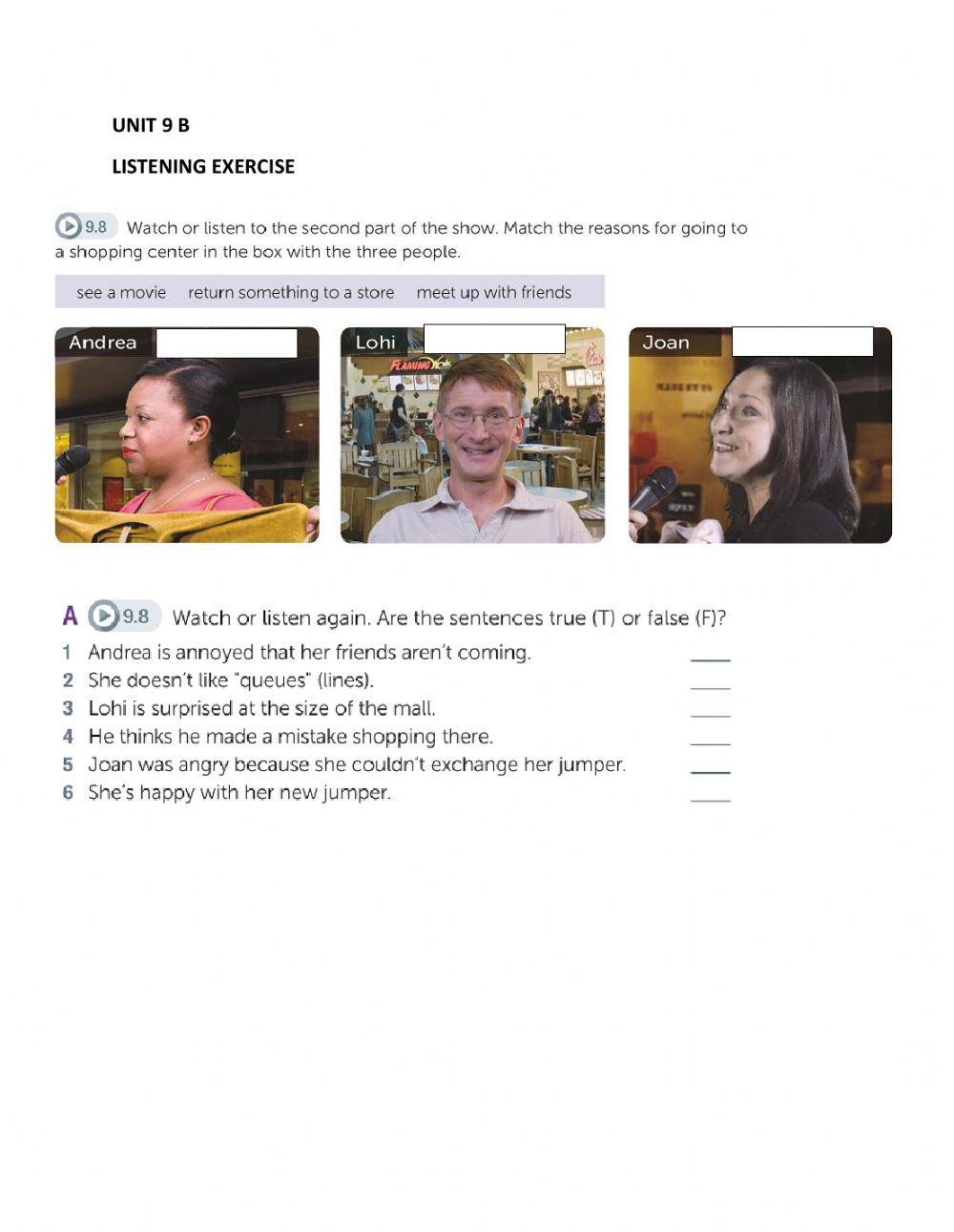 I 4 Unit 9 B Listening