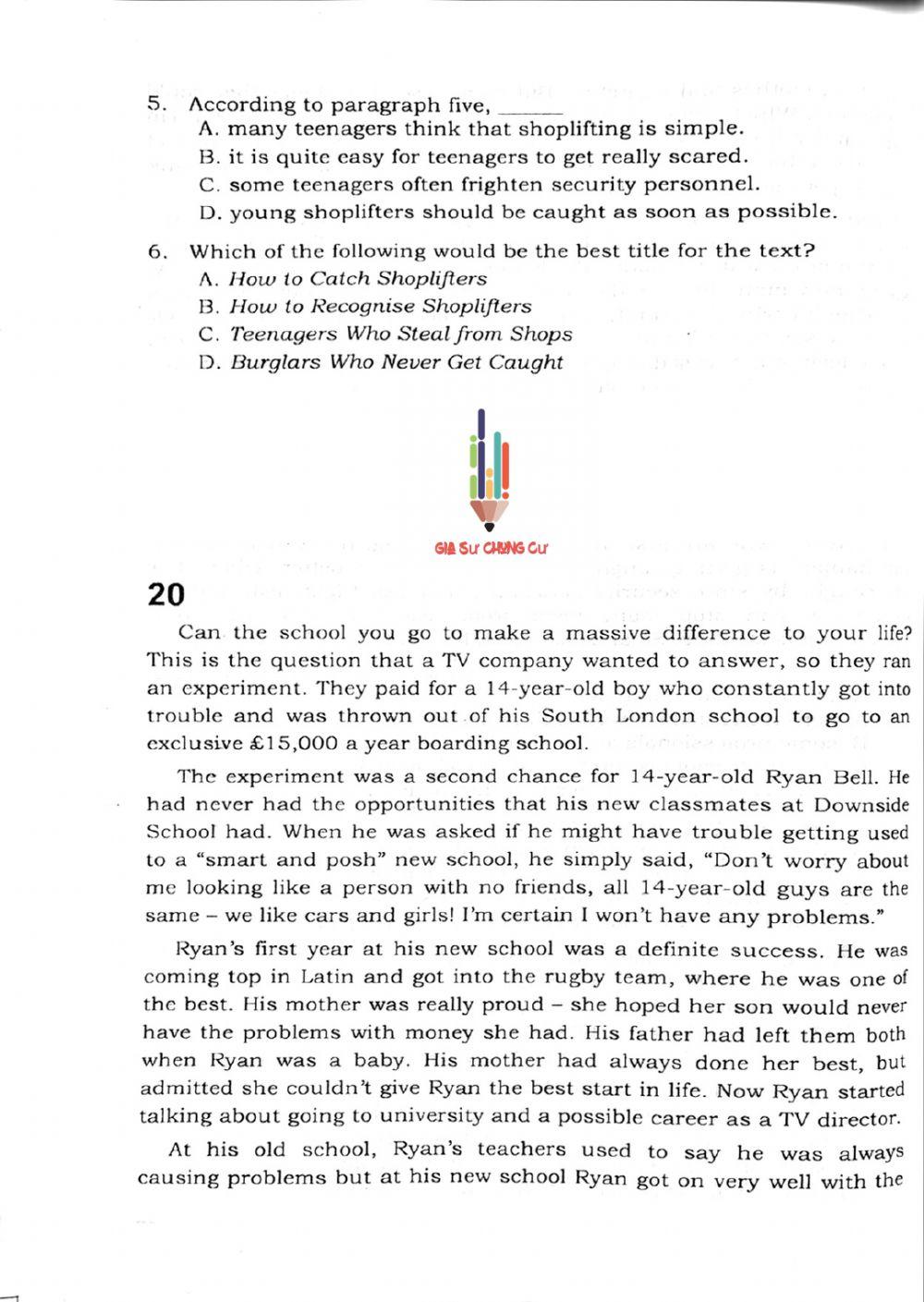 Trắc nghiệm Kỹ năng đọc hiểu Tiếng Anh số 07