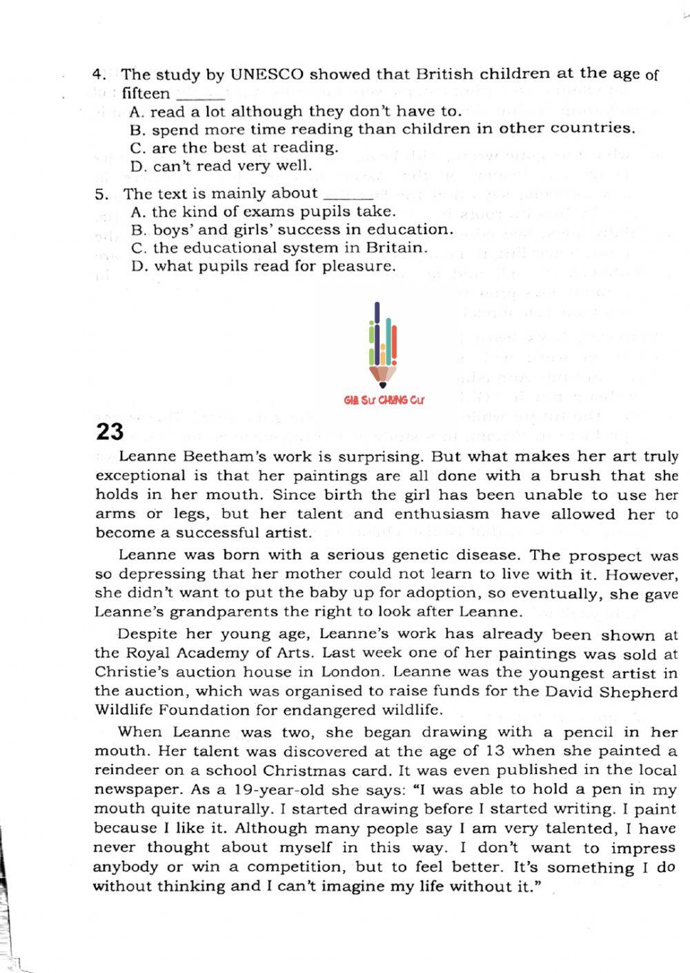 Trắc nghiệm Kỹ năng đọc hiểu Tiếng Anh số 08