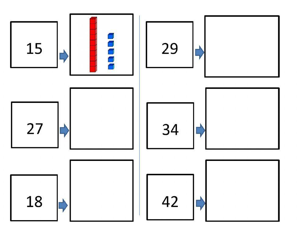 Material Teacch concepto numeración dos cifras