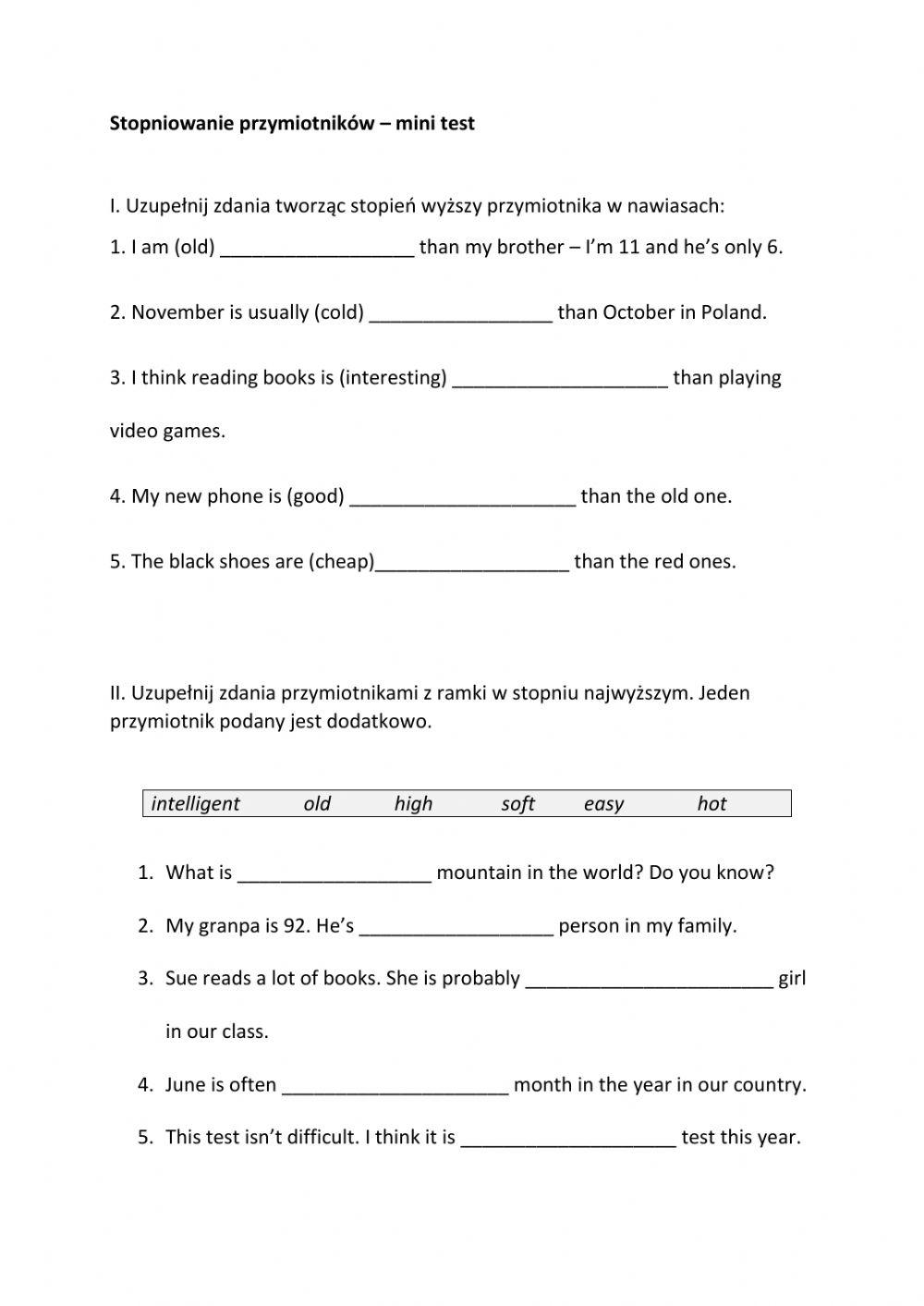 Stopniowanie przymiotników