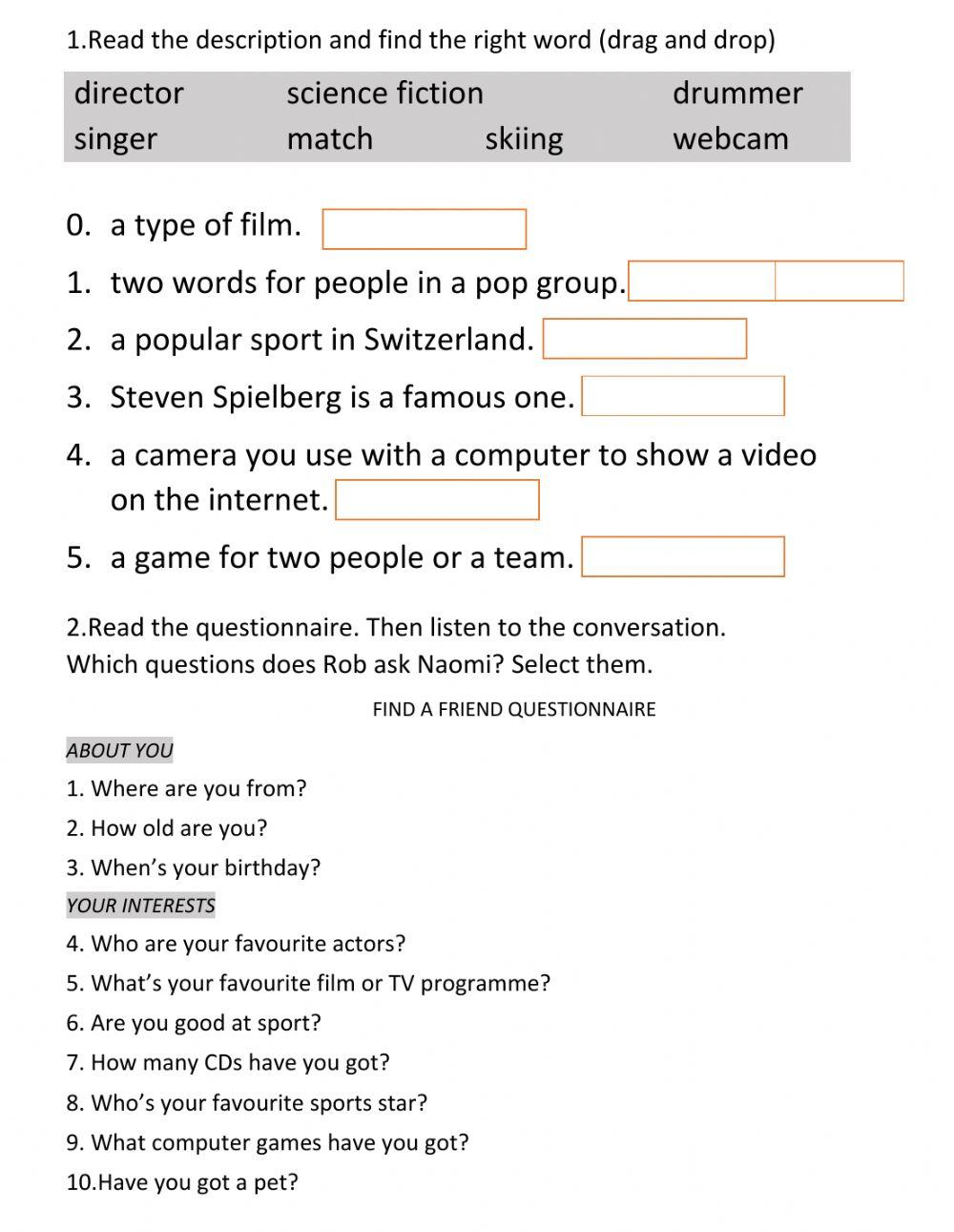 Hobbies and interests.EP1.(Ex.2.,4.,5.,pg.12).