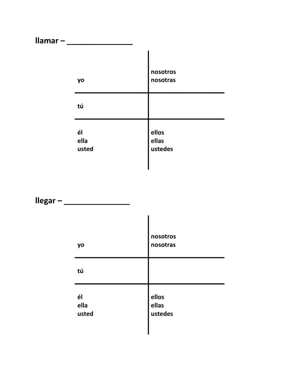 Ar-verb conjugation: llamar & llegar