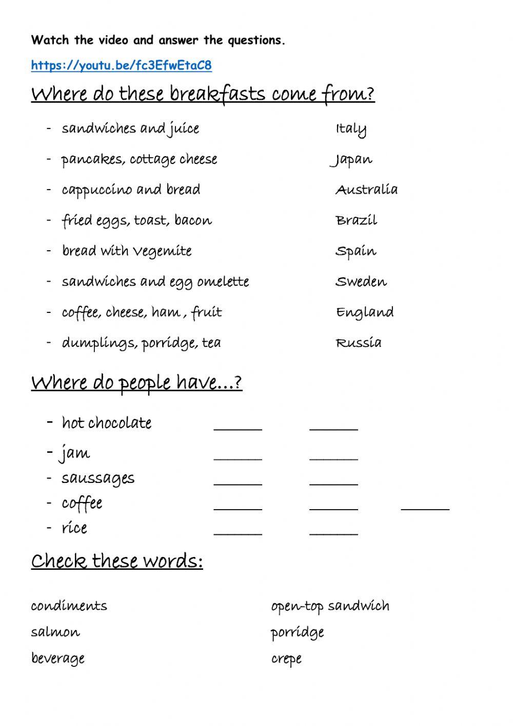 Breakfast from around the world