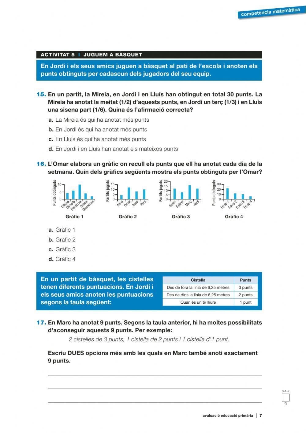 COMPETÈNCIES BÀSIQUES MATEMÀTIQUES 16-17
