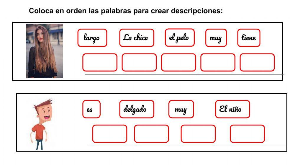 Ordenar palabras para crear descripciones