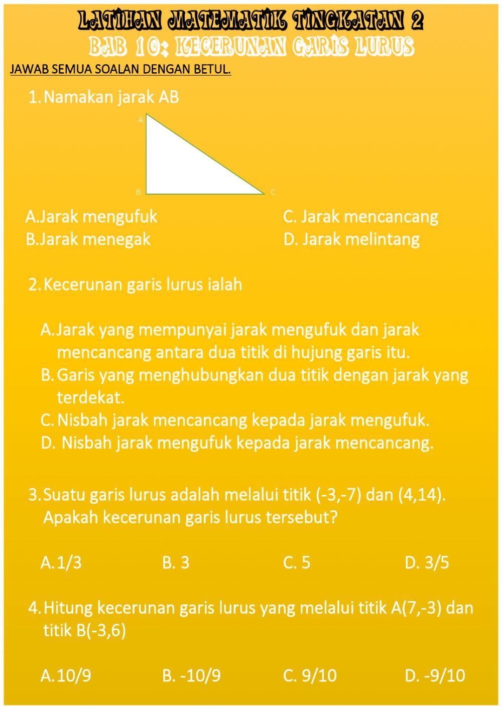 Kecerunan garis lurus