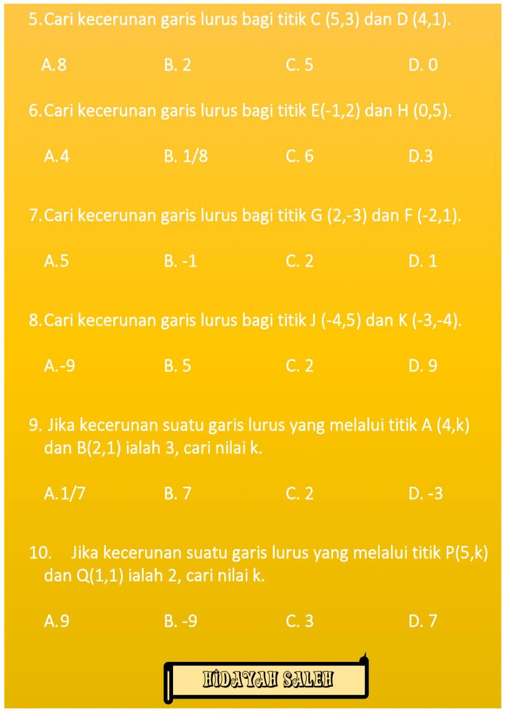 Kecerunan garis lurus