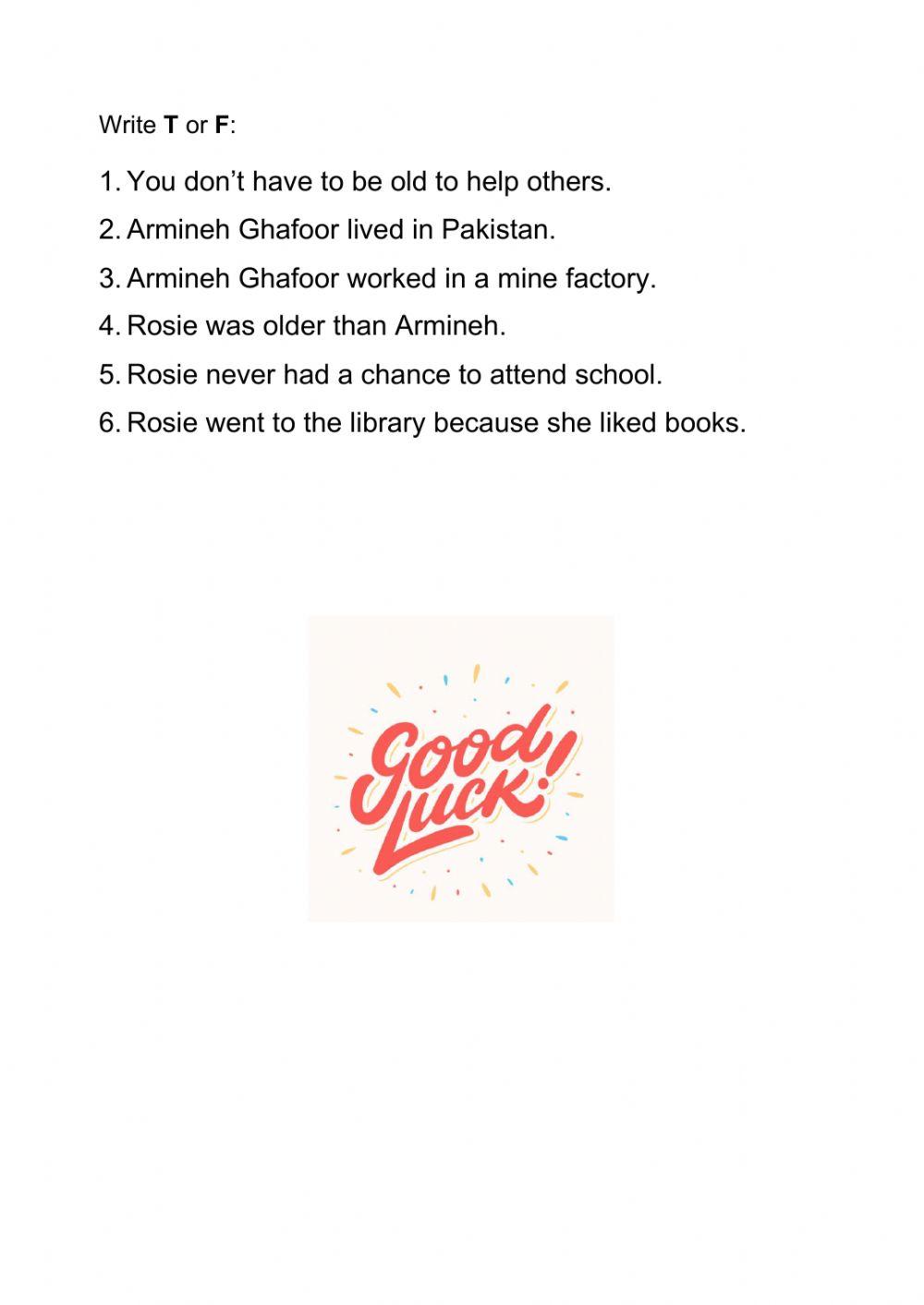 Reading Comprehension - Young Adults