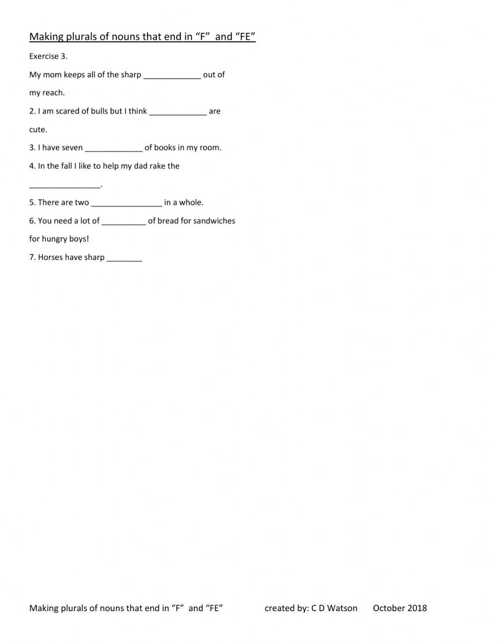 Plurals with -f- and -fe-