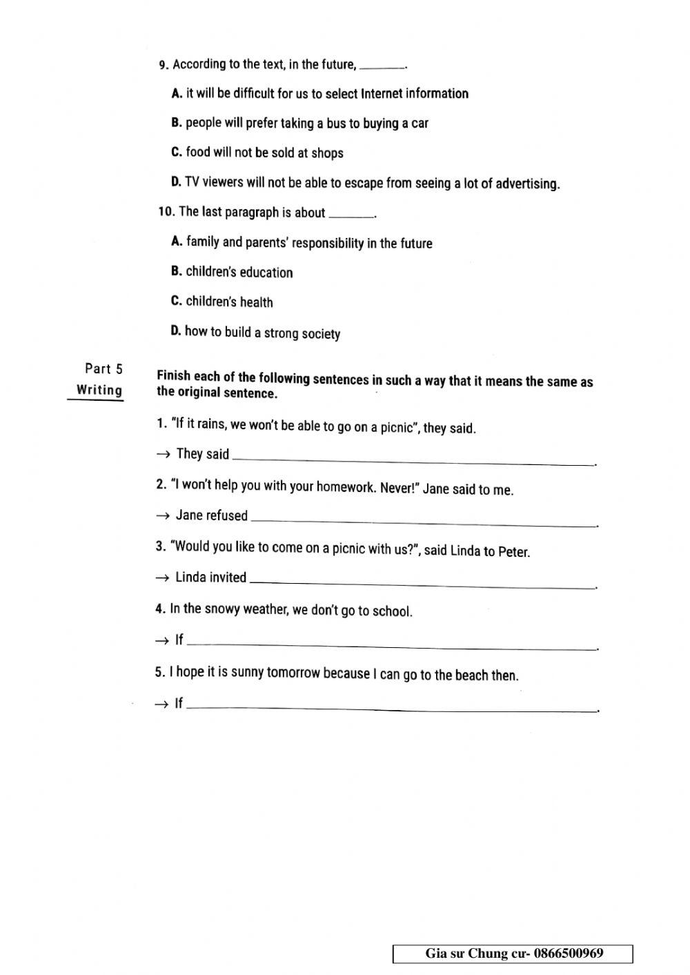 Lớp 11 - test 45 phút Unit 9,10
