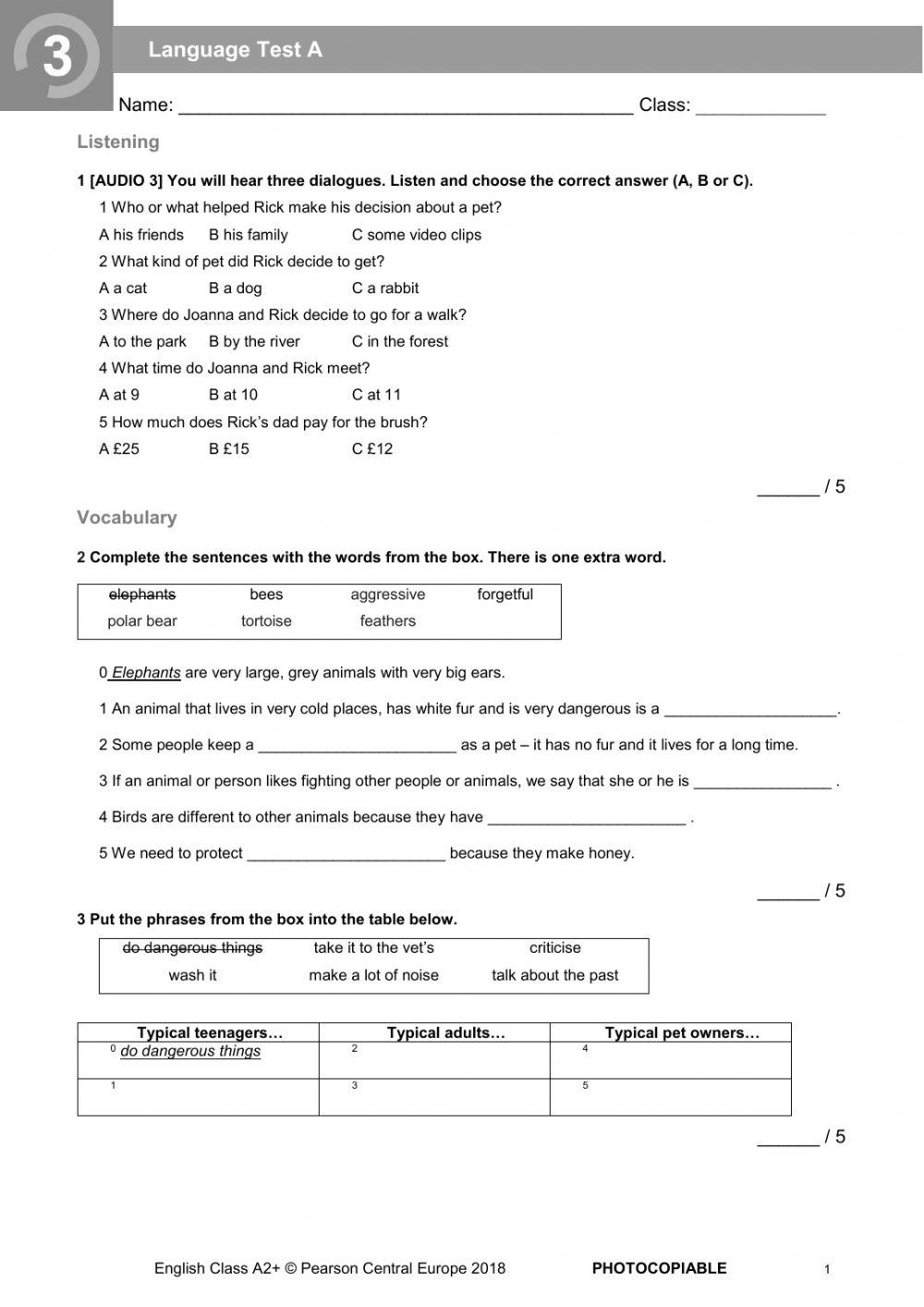4516323 English Class A2 Test Unit 3 4516323-english-class-a2-test-unit-3