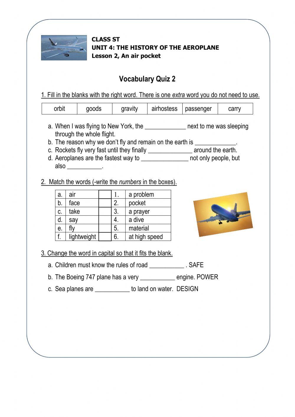 ST class - Unit 4 - The history of the aeroplane