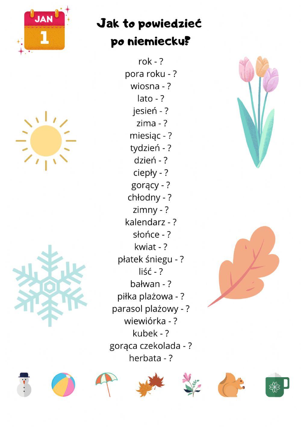 Die Jahreszeiten - słownictwo (with sound) 1