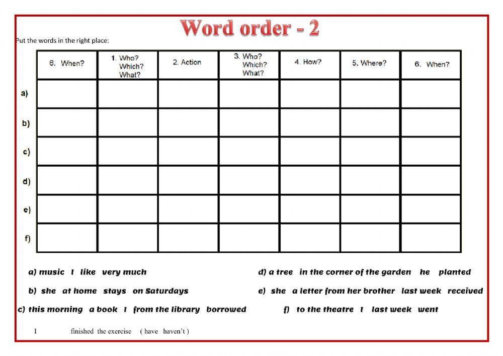 Word order 2