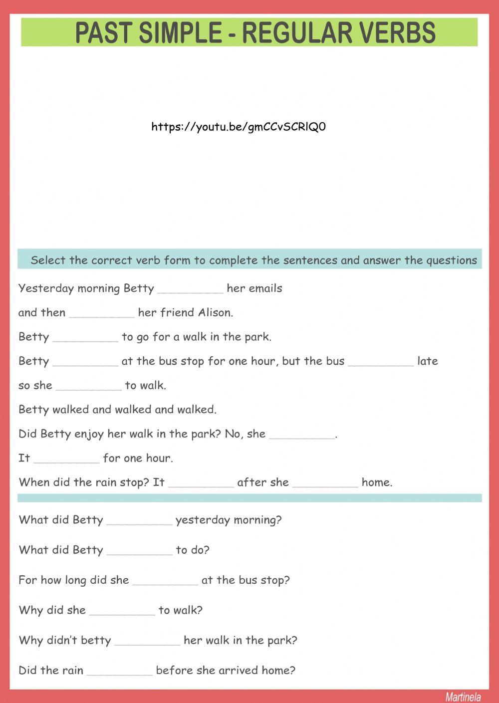 Past simple regular verbs with video