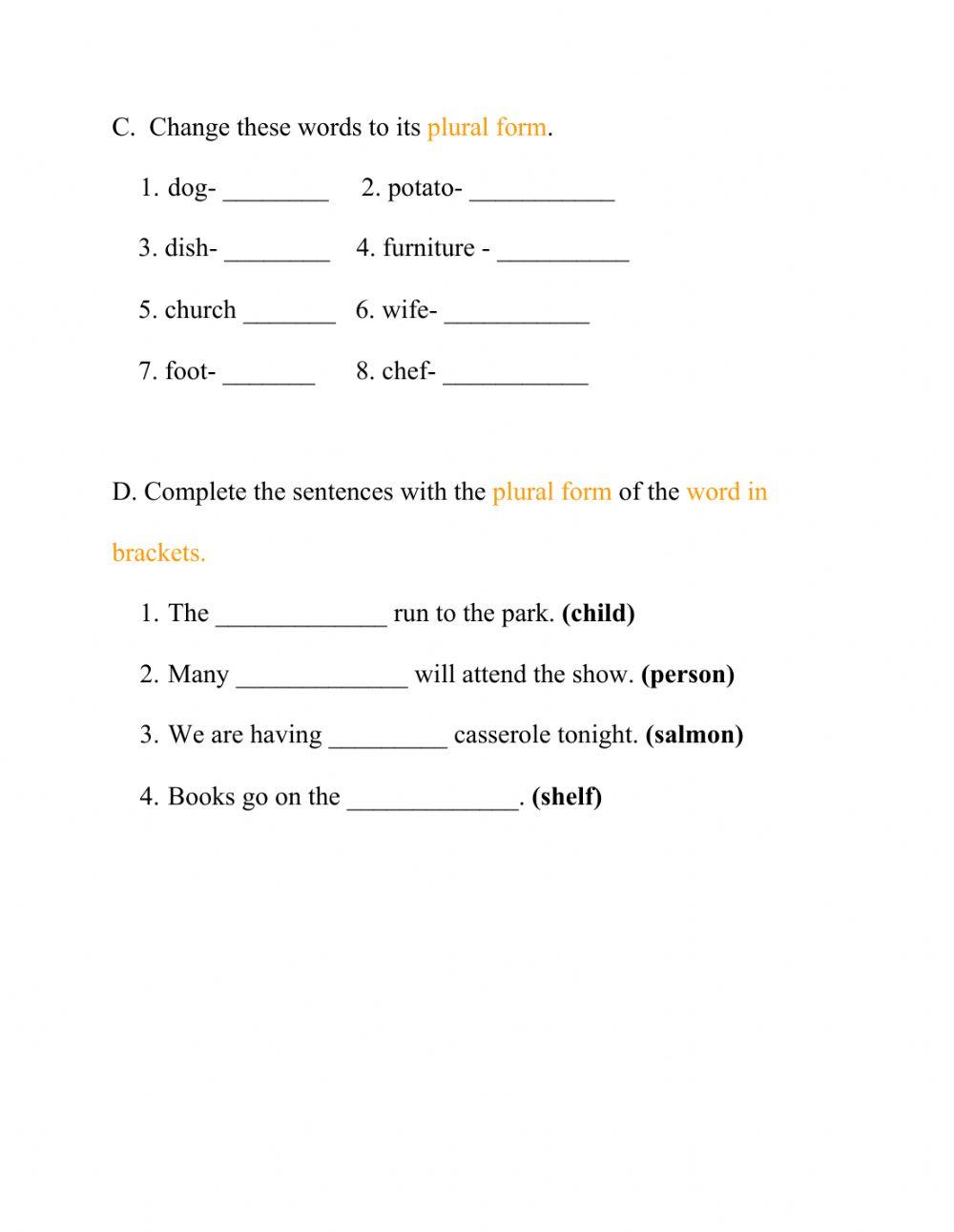 A-AN, Masculine and Feminine and Plural