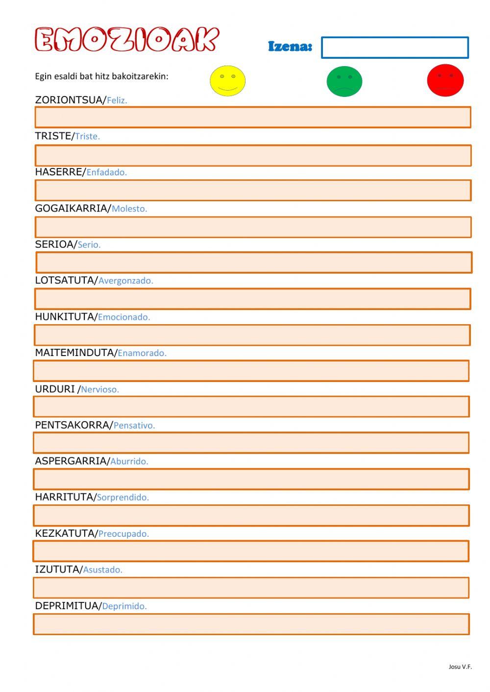 EMOZIOIAK. Esaldiak.