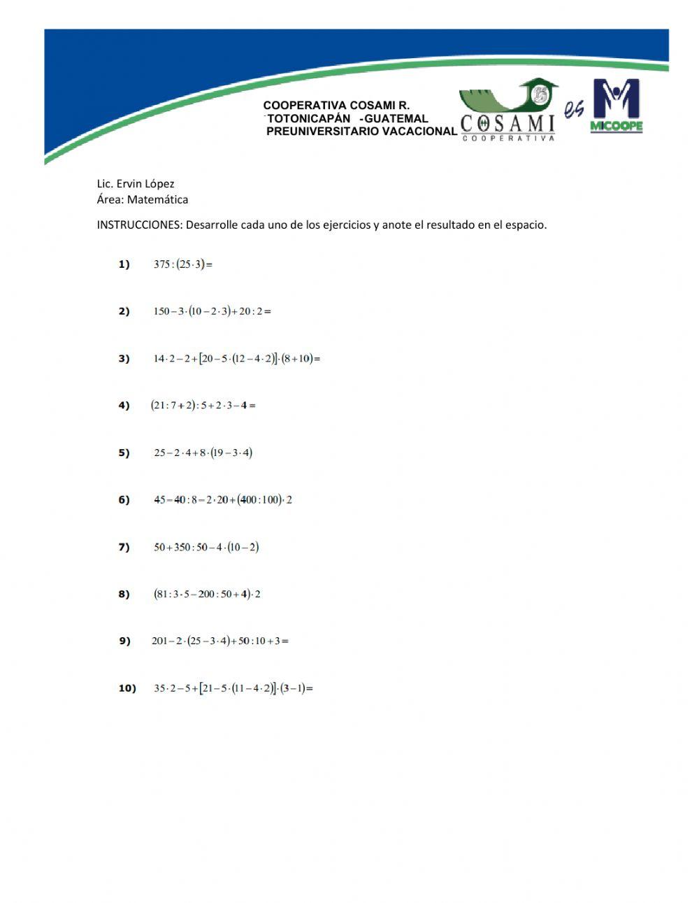 Jerarquia de las operaciones