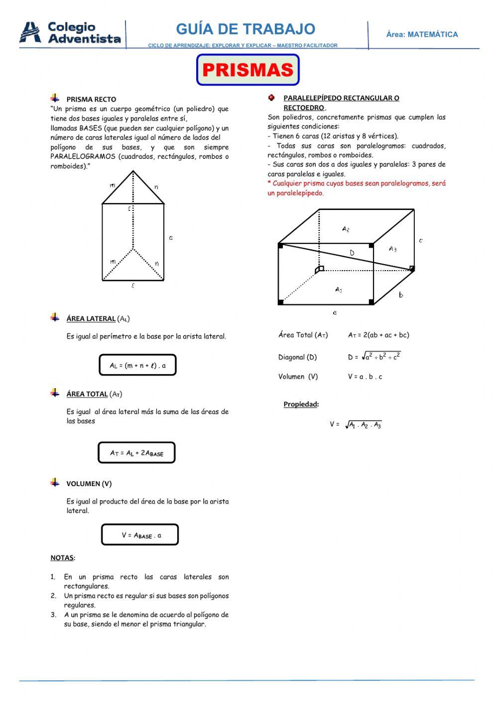 Volumen de prismas y piramides