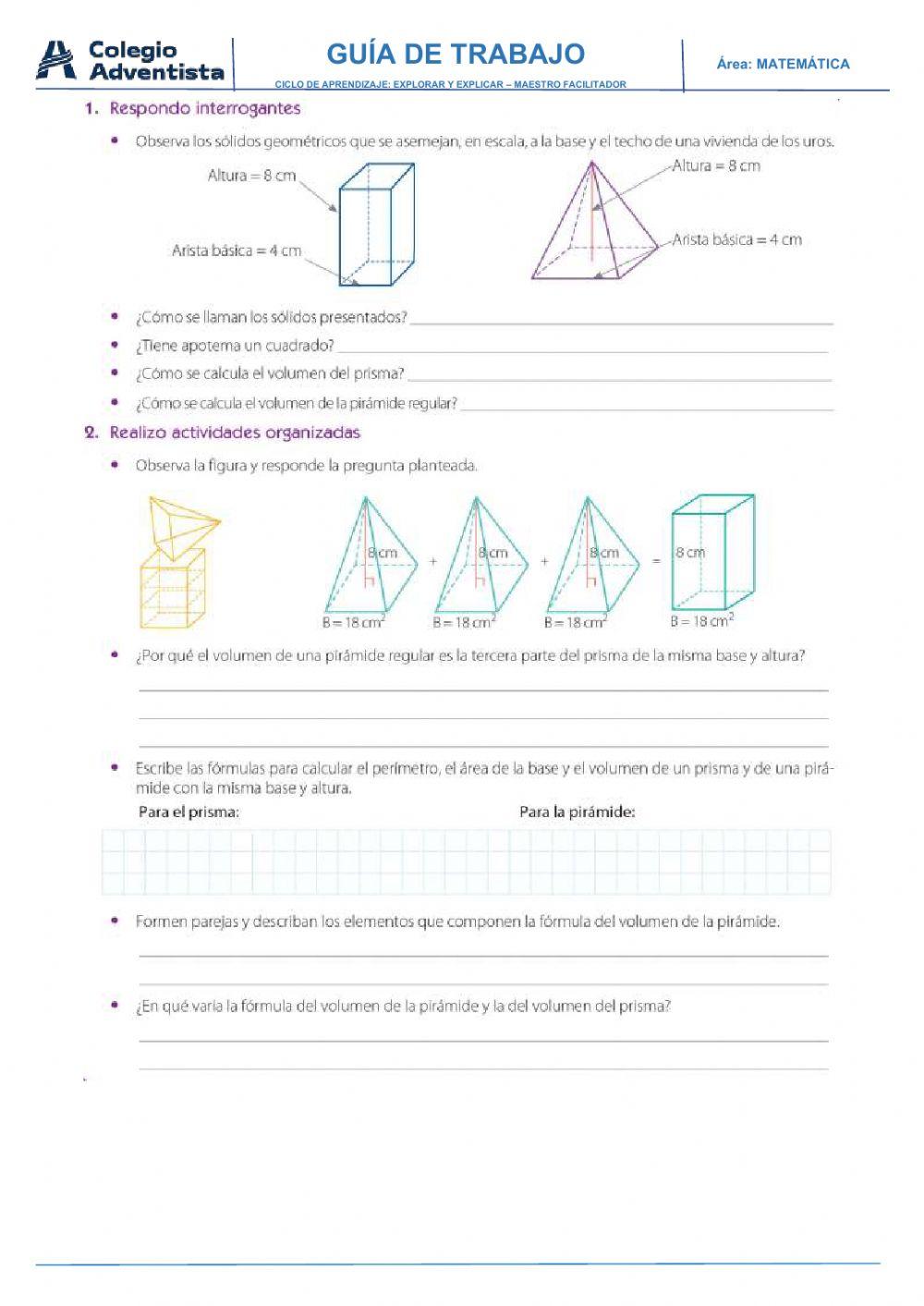 Volumen de prismas y piramides