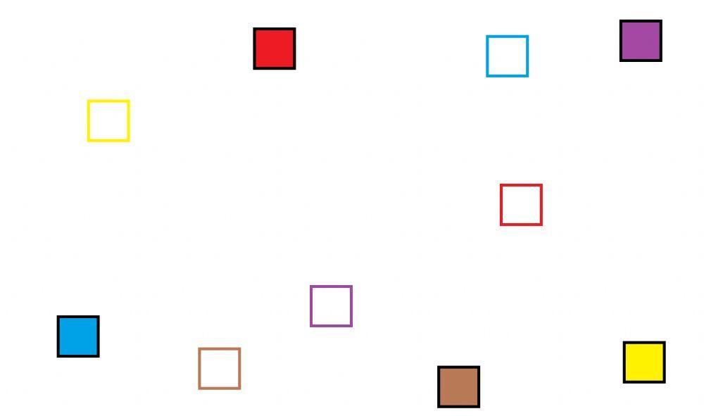 Une los cuadrados del mismo color