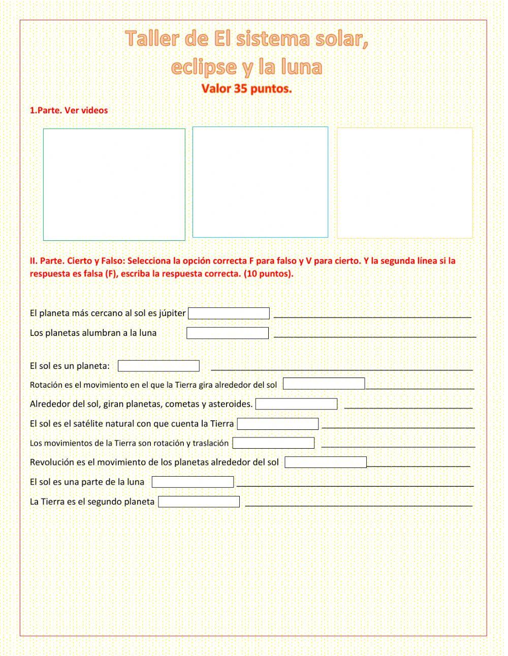 Taller sistema solar
