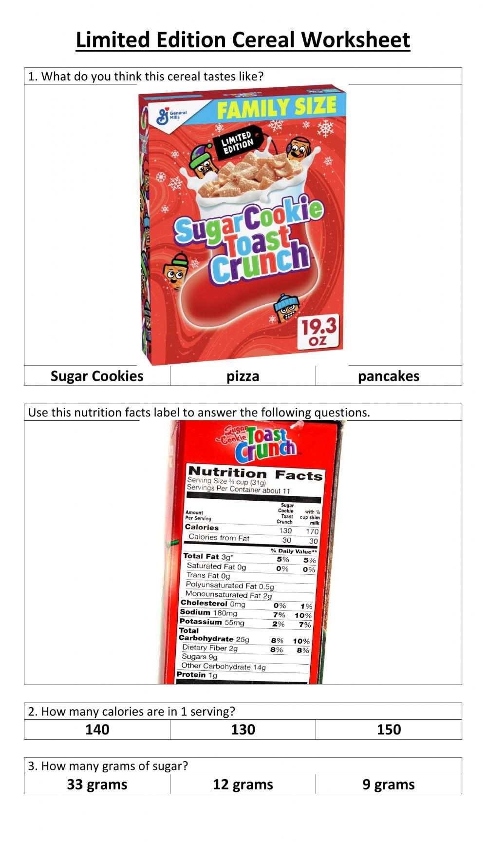 Holiday cereal nutrition facts