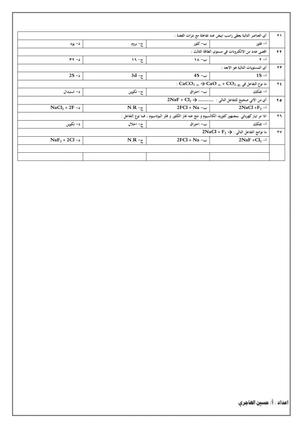 تجميعات المعادلات و التفاعلات الكيميائية