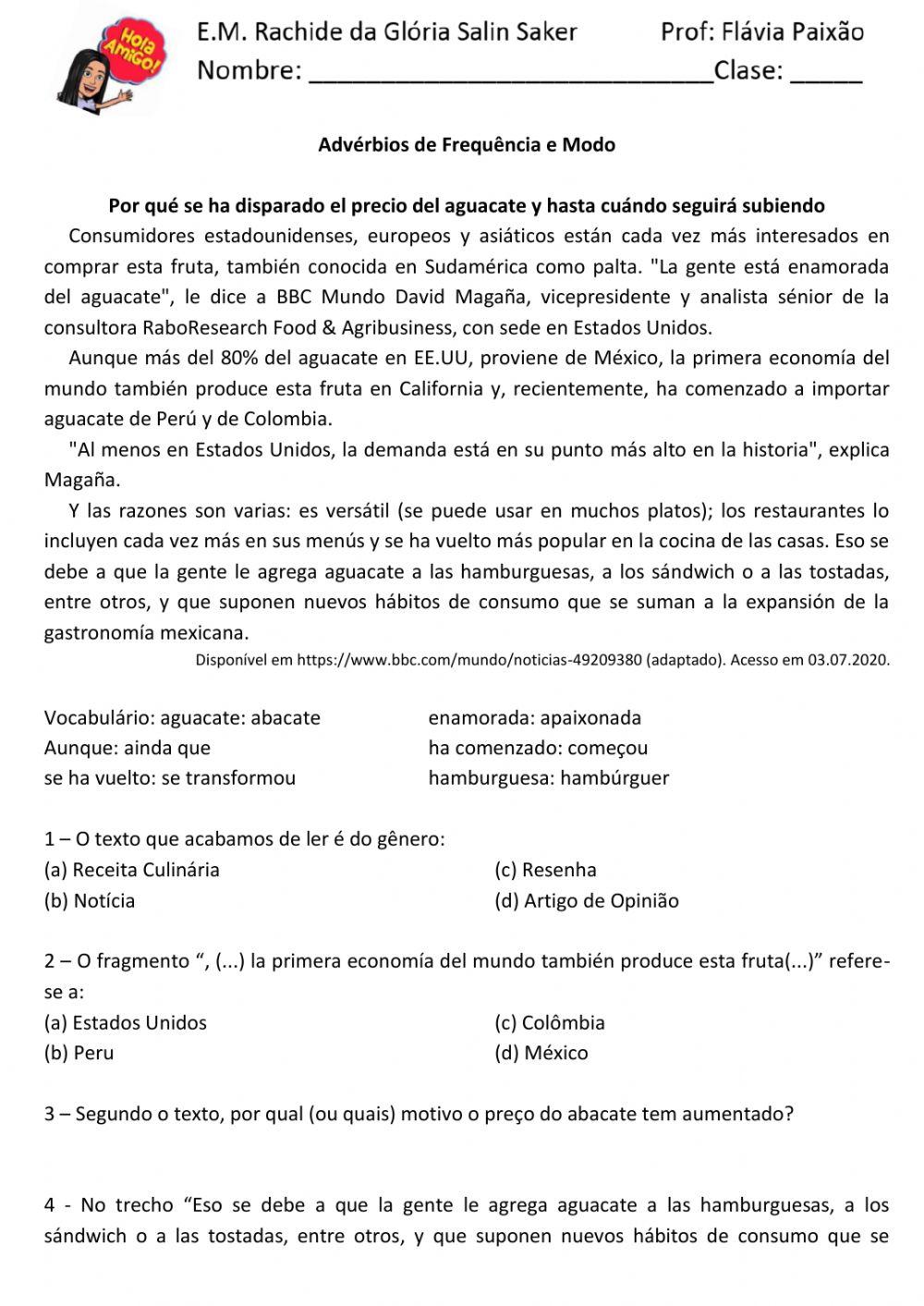 Adverbio de frecuencia y modo worksheet Live Worksheets