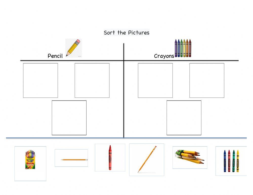 Sort pencil and crayon