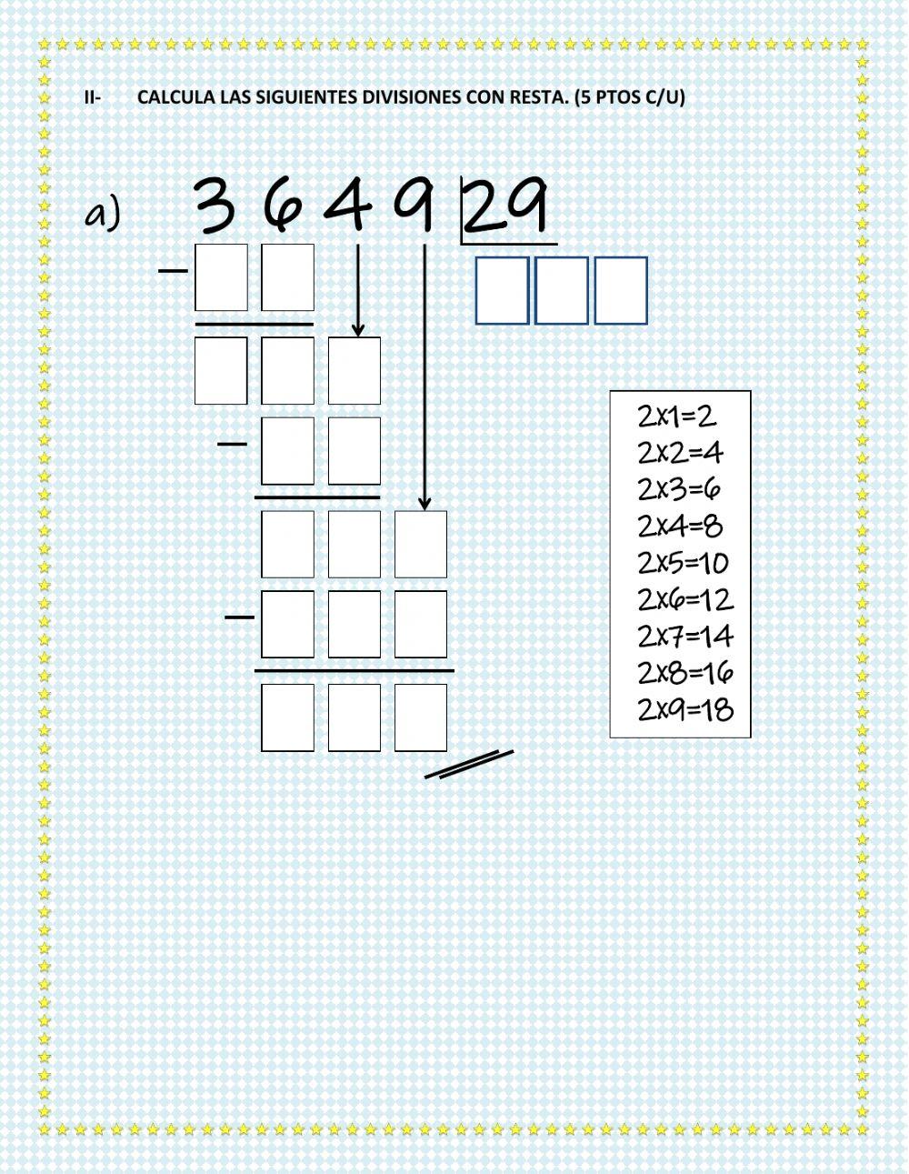 Evaluación multiplicación y división