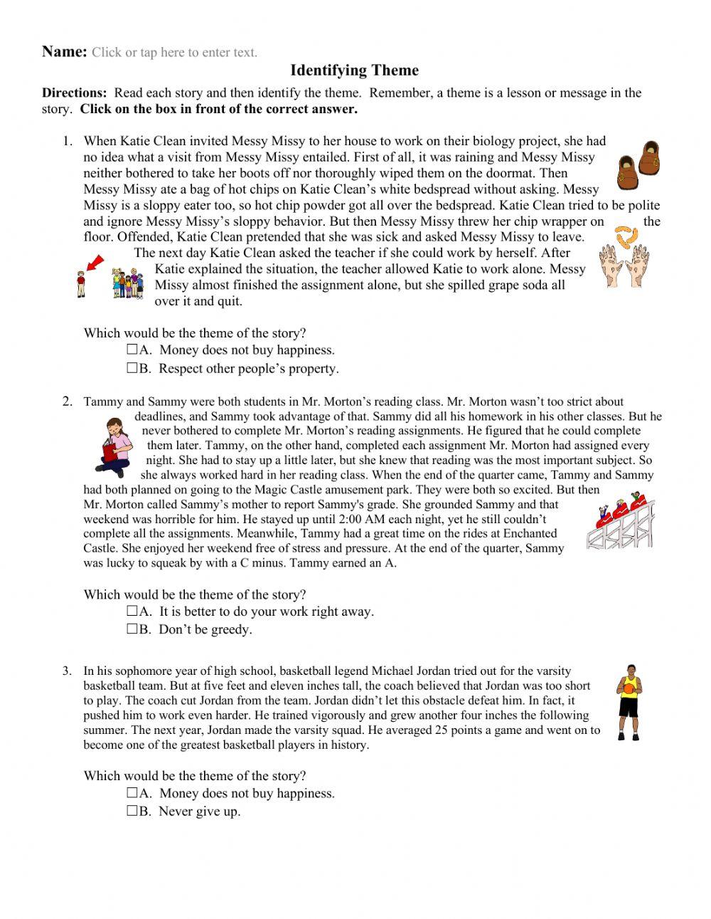 Identifying the Theme worksheet | Live Worksheets identifying-the-theme-worksheet-live-worksheets