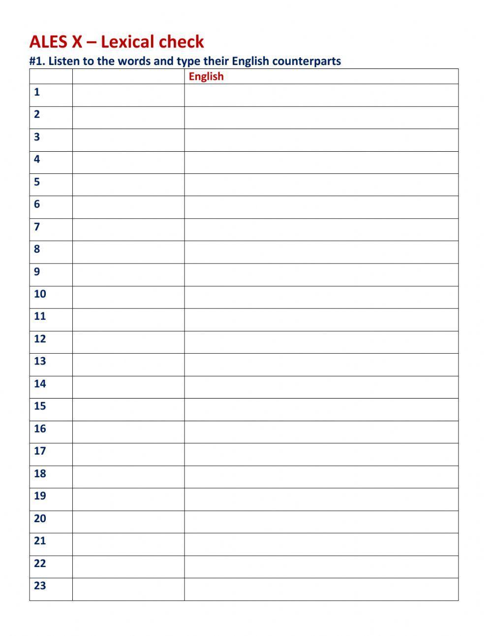 ALES Х lexical check