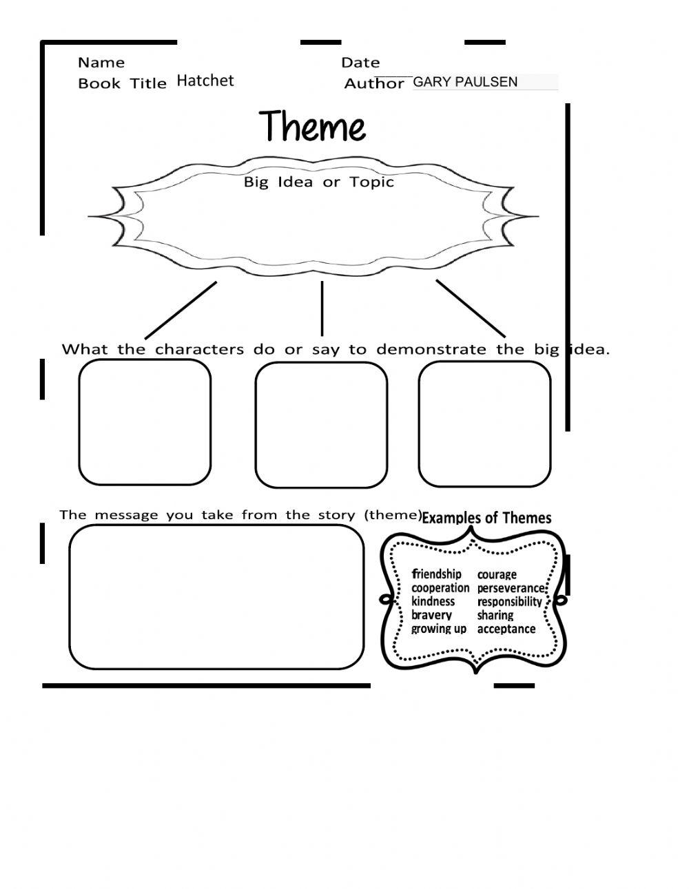 Hatchett Theme Graphic Organizer 564888 | giese2431
