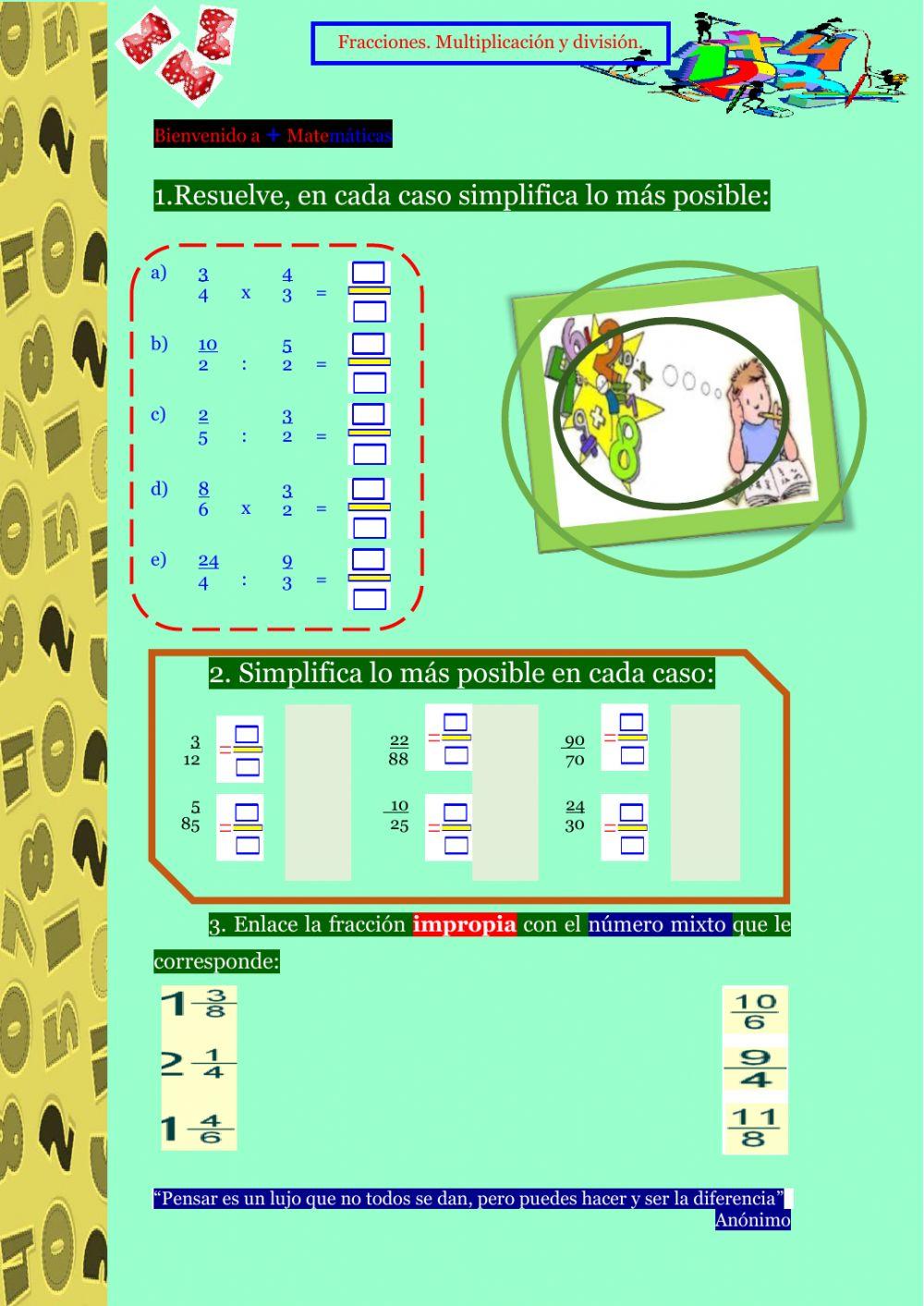 Multiplicación y división de fracciones