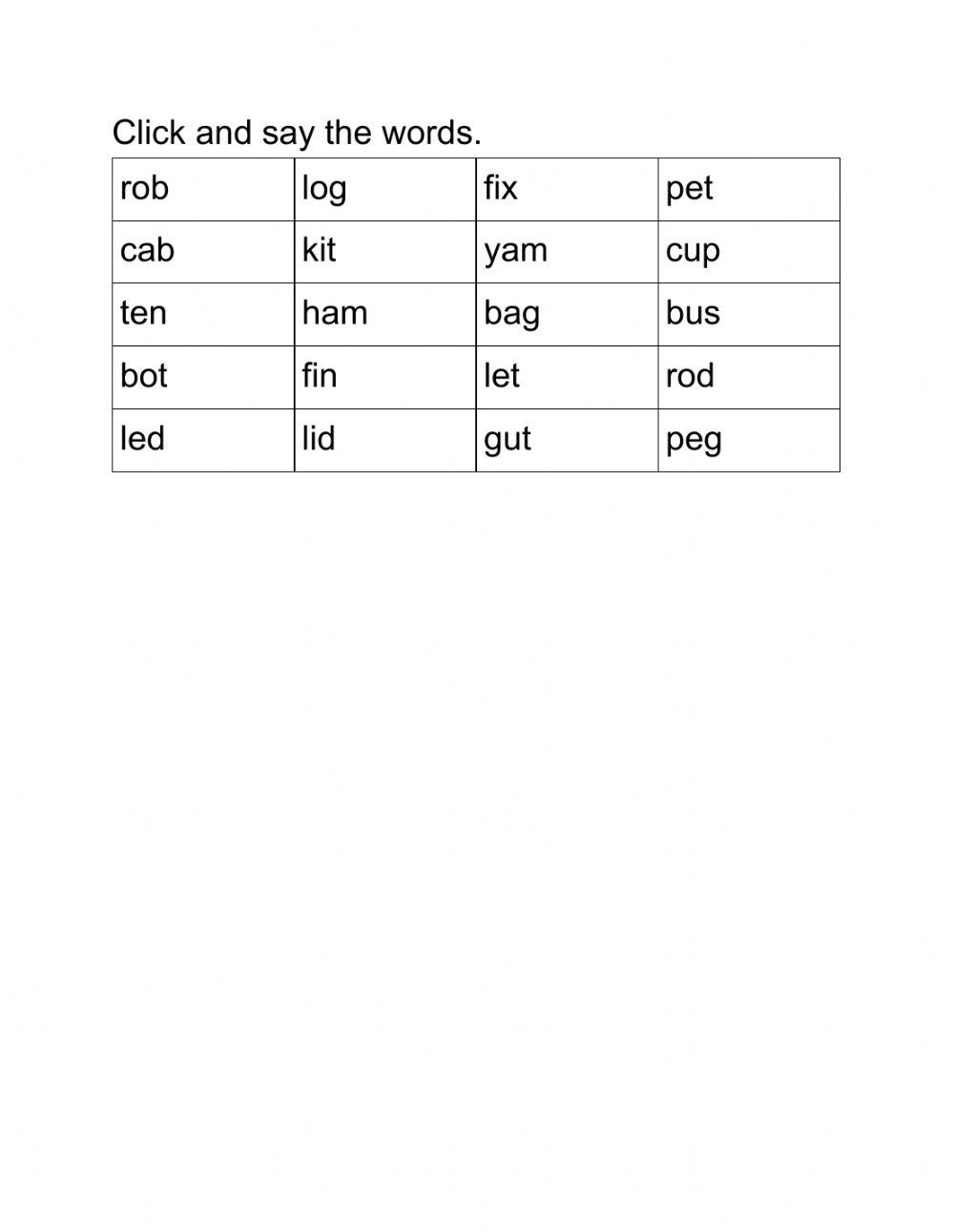 CVC pronunciation practice 1