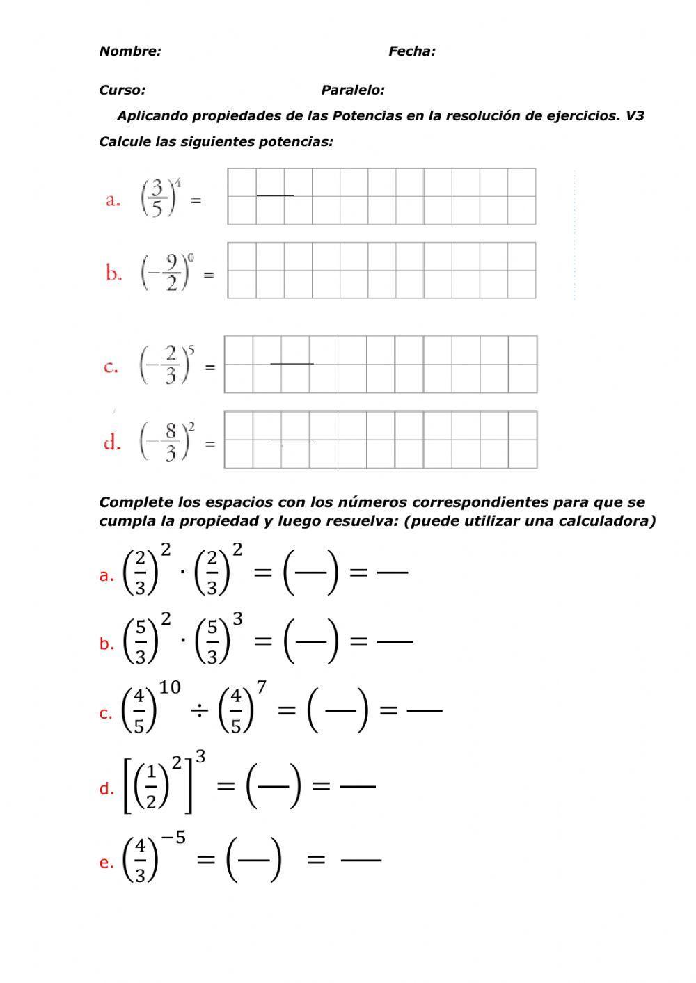 Aplicación de Propiedades de Racionales NEE