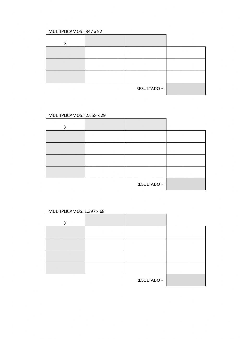 Multiplicación por dos cifras por descomposición