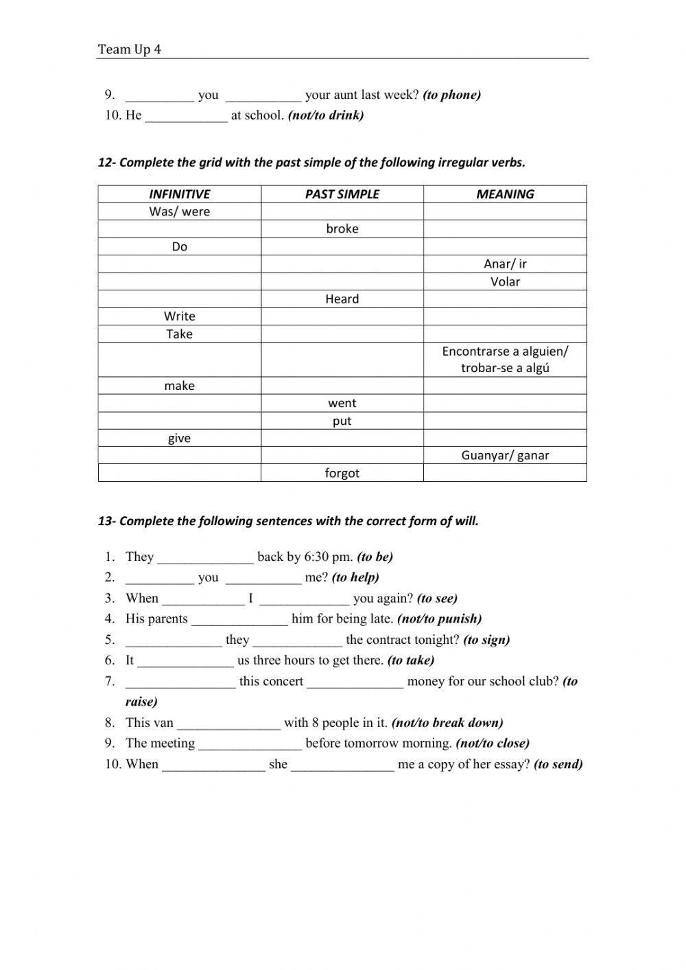 Team up 4 - first term review