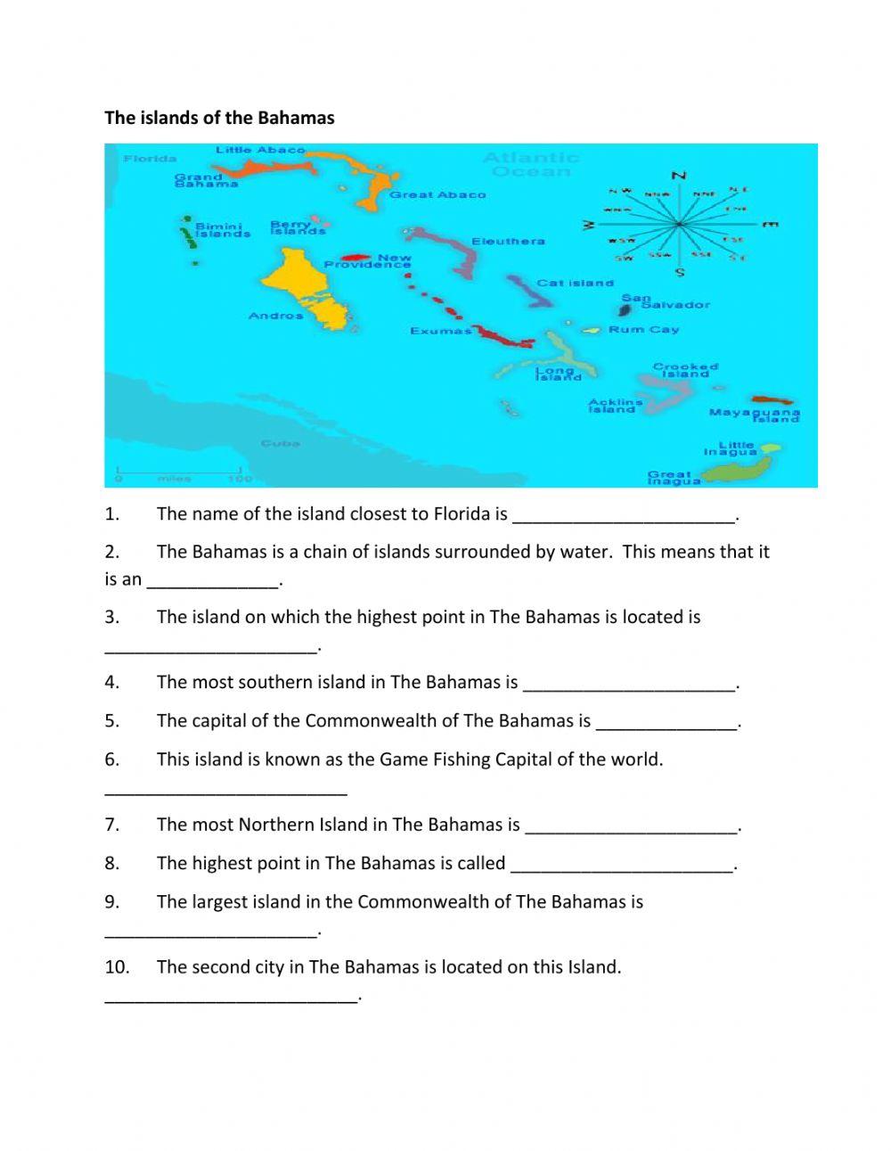 The islands of the bahamas online exercise for live worksheets