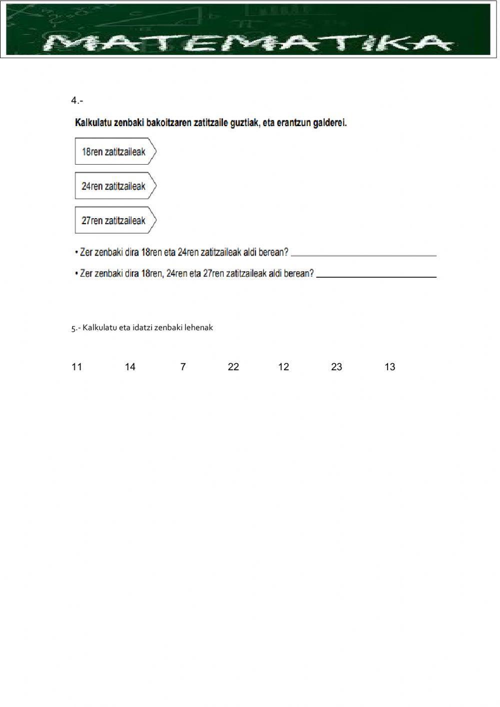 Multiploak, zatitzaileak, zatigarritsun-irizpideak eta zenbaki lehenak