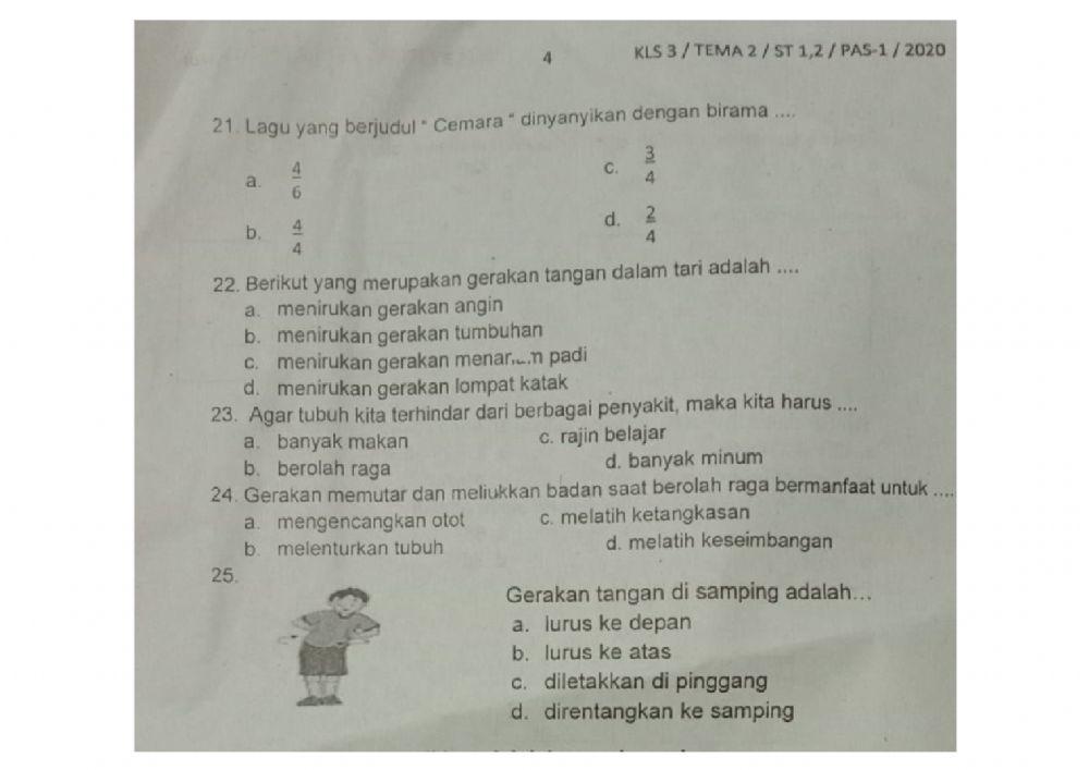 PAS Tematik Tema 2 Sub tema 1 dan 2