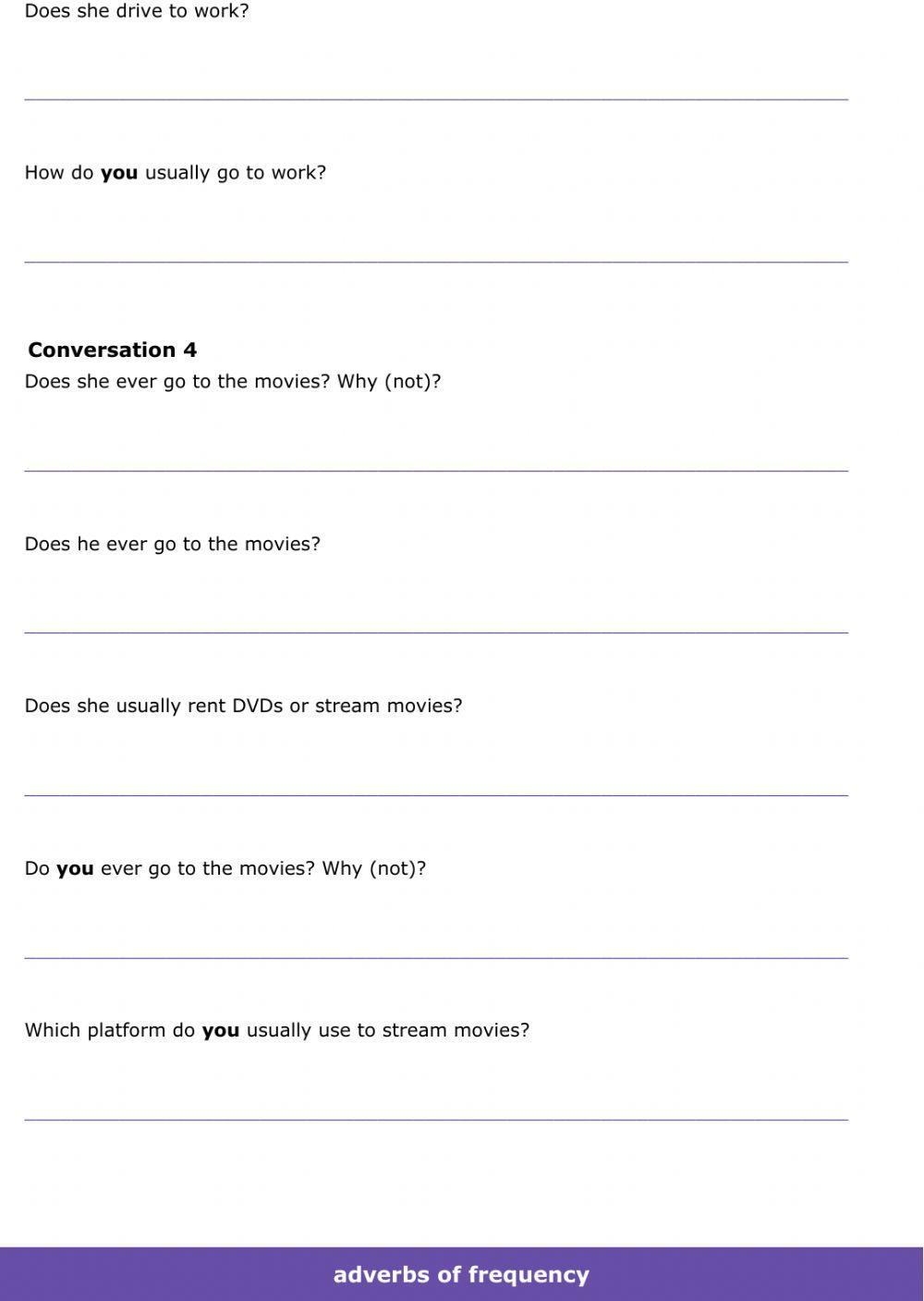 Adverbs of frequency - conversations