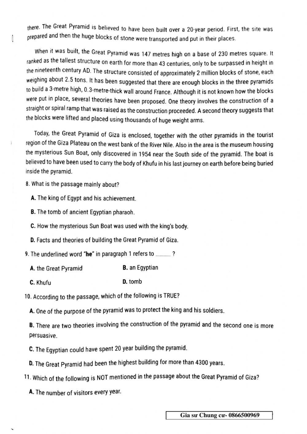 Lớp 11 - Kiểm tra 15 phút lần 3 Test 24