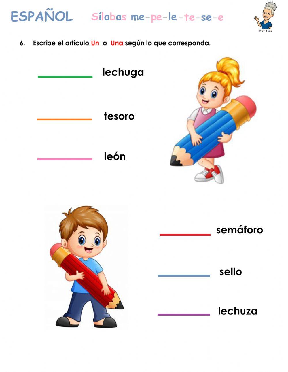 Repaso de las sílabas me-pe-le-te-se-e