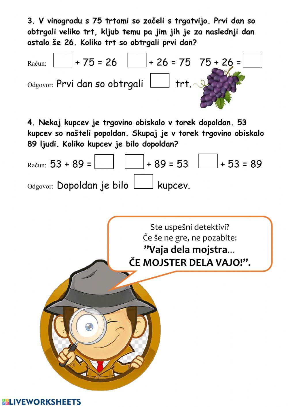 Neznani člen pri seštevanju