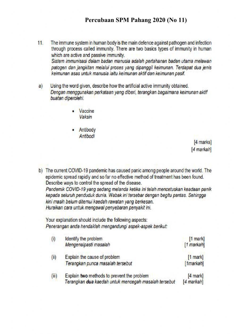 Soalan Percubaan SPM Pahang 2020 (Bahagian C: No 11)