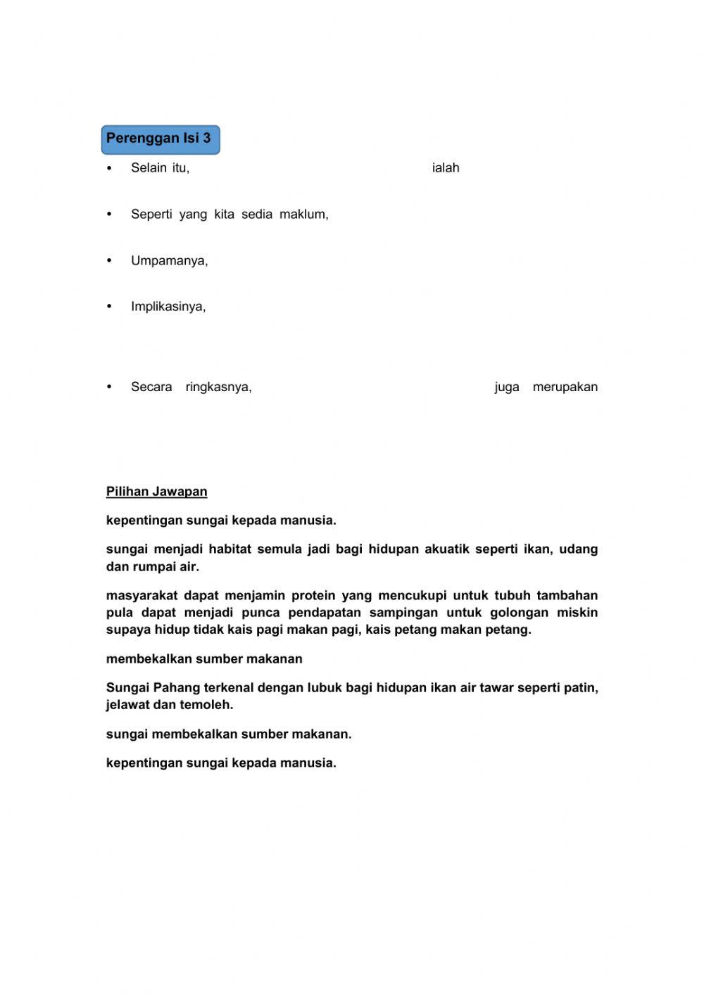 Karangan :kepentingan sungai