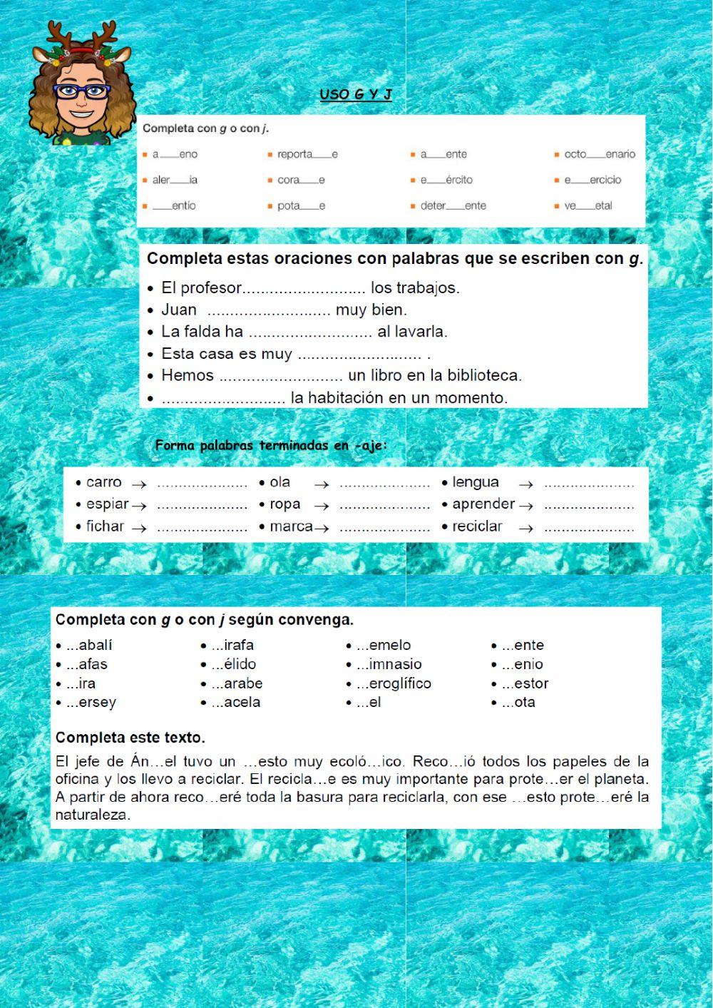 Uso de g y j
